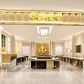 Elegant Luxury Jewelry Store Interior With Gold Decor And Display Counters