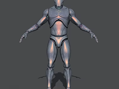 Smart Machine Humanoid Figure With Silver Metallic Exterior And Armor Like Structure 3d model