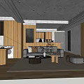 Modern Living and Dining Room Interior With Wooden Elements Sofa Coffee Table And Rug