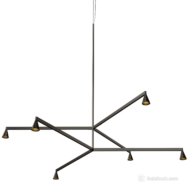 Modern Geometric Chandelier With Metal Frame And Multiple Light Fixtures 3d model 