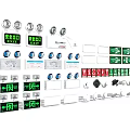 Essential Fire Safety Equipment Collection With Emergency Exit Signs Lights Alarms Detectors