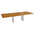 Simple Office Desk With Wooden Tabletop And White Legs In Minimalist Design