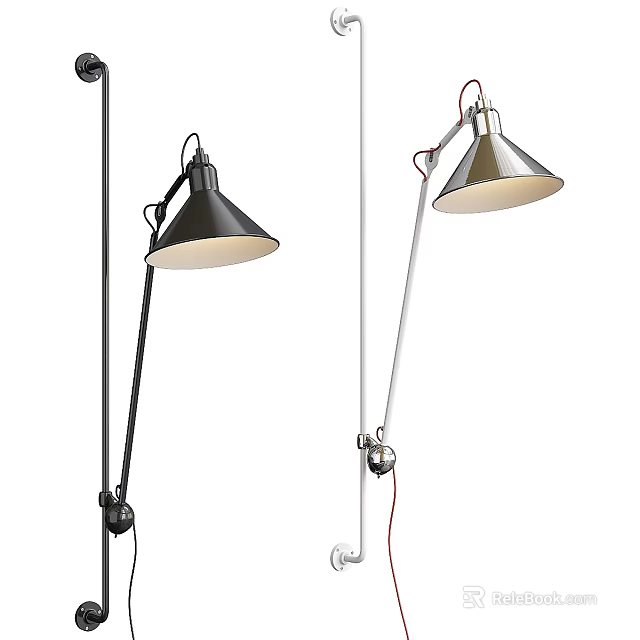 Modern Wall Lamps With Adjustable Swing Arm And Black Silver Finish 3d model 