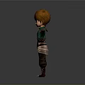 3D Fantasy Man With Red Hair Green Tunic Brown Pants Metal Shoulder Armor Arms Outstretched