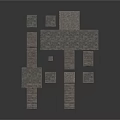 Staircase And Platform Construction Components With Concrete Steps And Square Blocks