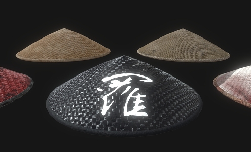 Modern Hat Samurai Hat Rattan Hat 3d model