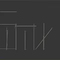 Black Metal Rods and Brackets in Scattered Arrangement on White Background