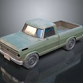 Vintage Green Pickup Truck With Single Cab Open Bed And Weathered Exterior
