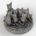 Colorful Cat Stuffed Toys In Woven Basket With Multiple Colors And Soft Look