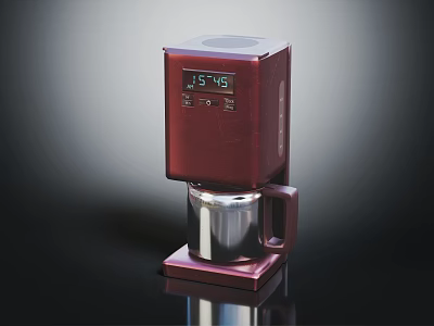 Red Digital Display Electric Appliance with Stainless Steel Cup and Modern Design for Home Use 3d model