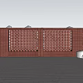 Red Brick Perforated Feature Wall with Geometric Pattern and Black Car on Paved Ground 3d model