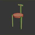 Modern Minimalist Wooden Stool With Round Seat Straight Legs And Backrest