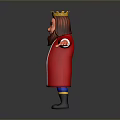 Cartoon King Character Wearing Golden Crown Red Robe With Beard And Outstretched Arms