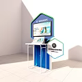 Public Facility Information Kiosk With Hexagonal Design And Digital Screen 3d model
