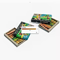 Colorful Colored Pencils in Two Open Illustrated Boxes with Vibrant Designs