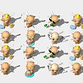 Cute Deer Figurine Ornament Set with Various Poses Popcorn Bucket Sunglasses Confetti Stars Decorations