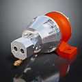 Industrial Mechanical Component Silver And Orange Metal With Connection Ports And Base For Machinery Applications