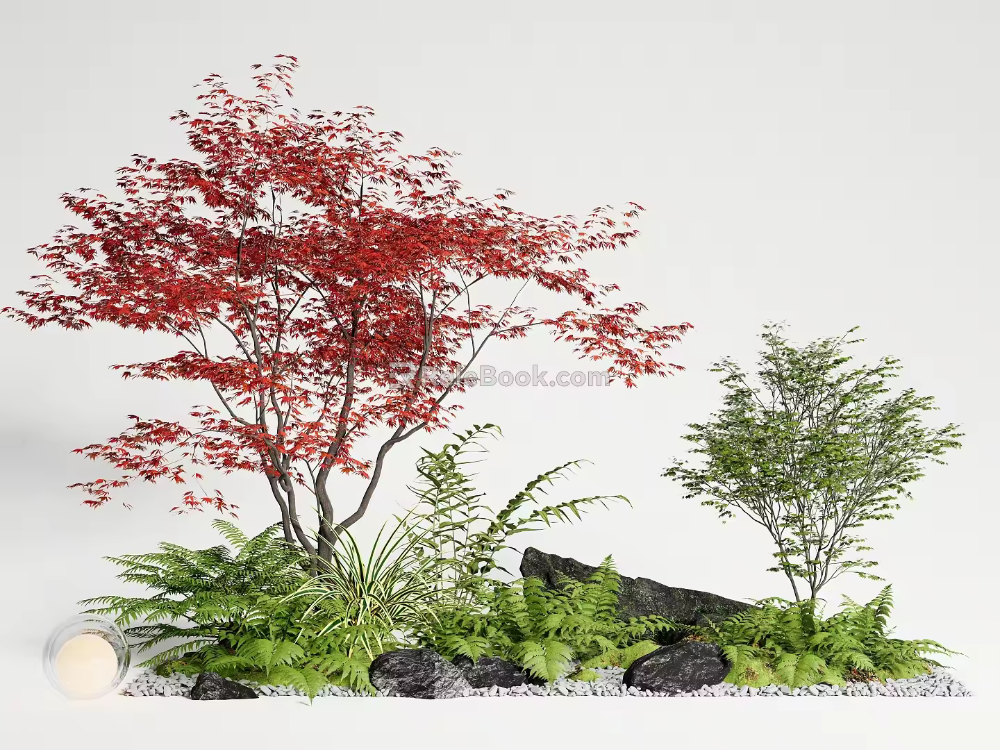 arbor landscape tree red maple landscape tree maple moss terrain 3d model