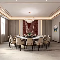 Elegant Private Dining Room Interior With Round Table Chandelier And Decorative Elements 3d model