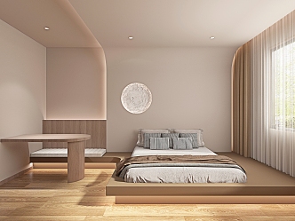 Quiet Style Guest Room Homestay Big Bed Room 3d model