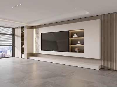 Modern Minimalist Living Room Light Luxury TV Background Wall Full Wall TV Cabinet 3d model