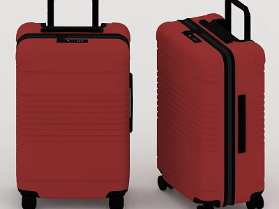 Red Hard Shell Suitcases With Telescopic Handles And Rolling Wheels 3d model