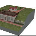 Modern Industrial Factory Building With Red Roof Terrace Grass Area And Seaside View
