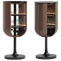 Elegant Modern Wine Cabinet Interior With Walnut Wood Frame Glass Holder And LED Lighting