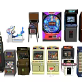 Diverse Collection of Entertainment Appliances Including Arcade Slot and Pinball Machines