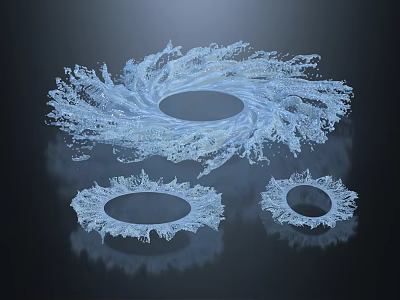Three Ethereal Abstract Spiral Structures With Flowing Transparent Patterns 3d model