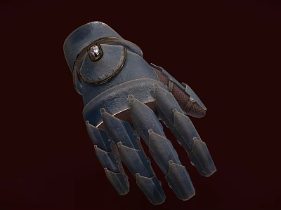 Leather Glove With Metal Badge Stitched Details And Spiked Finger Design 3d model