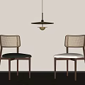 Modern Single Chair With Woven Back Design Wooden Frame And Upholstered Seat
