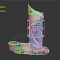 Modern Urban Architectural Complex With Glass Curtain Walls And Unique Tower Design
