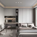 Minimalist Tatami Bedroom Interior Design With White Wardrobes Desk Window And Cozy Pillows