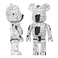 Unique Colorful Bear Figurine Decorative Ornament Set with Graffiti Art Design and Modern Home Decor