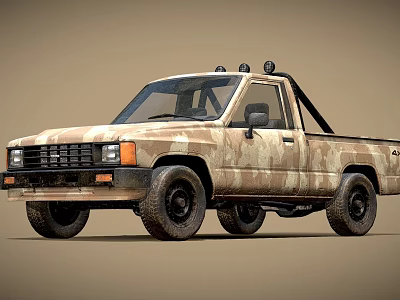 Military Camouflage Pickup Truck With Rugged Exterior And Off Road Capability 3d model