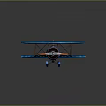 Colorful Cartoon Style Toy Airplane With Blue Biplane Wings And Orange Tail