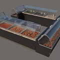 Supermarket Grocery Display Cases With Transparent Glass And Various Bulk Food Items