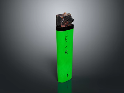 Green Lighter With Black Text And Metal Ignition Mechanism Design 3d model