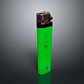 Green Lighter With Black Text And Metal Ignition Mechanism Design