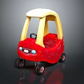 Red Toy Car Doll With Yellow Roof And Black Wheels For Kids