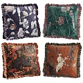 Vibrant Animal And Botanical Print Decorative Pillows With Ruffled Edges And Colorful Patterns