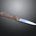Riveted Kitchen Knife With Wooden Handle And Sharp Metal Blade