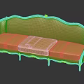 Luxury Yellow Sofa Featuring Ornate Gold Frame Curved Edges and Elegant Design