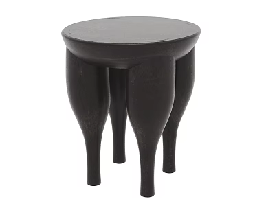 Black Round Top Side Table With Unique Four Curved Legs Design 3d model