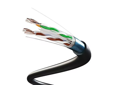 Multicore Black Cable with Exposed Multicolored Insulated Wires 3d model