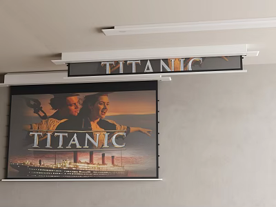 Projection Monitoring System Featuring Ceiling Mounted Screen Displaying Titanic Movie Content 3d model