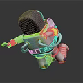 Dynamic Astronaut in White Spacesuit with Dark Helmet Floating on Gray Background