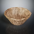 Natural Wooden Textured Washbasin with Bowl Shaped Design and Dark Reflective Surface