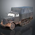 Vintage Military Tracked Truck With Canvas Covered Cargo Bed And Worn Appearance